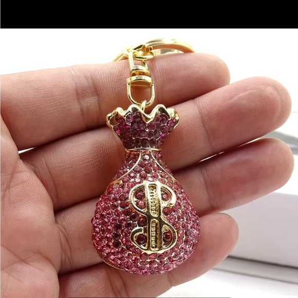 Accessories Pink Rhinestone Money Bag Keychainbag Charm Poshmark